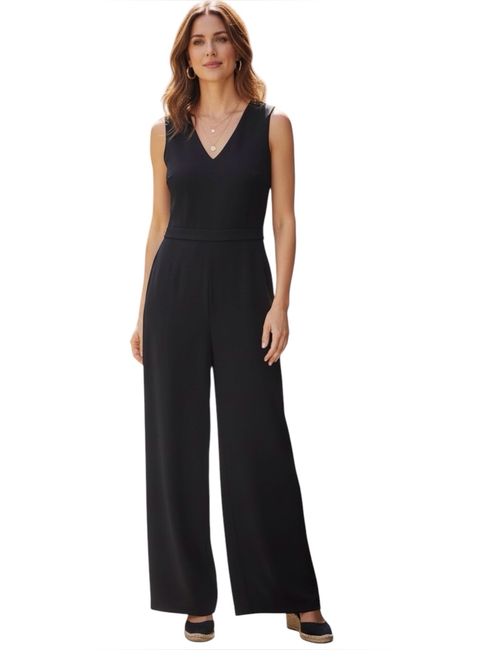 T. Tahari | Black V-Neck Sleeveless Jumpsuit 12
